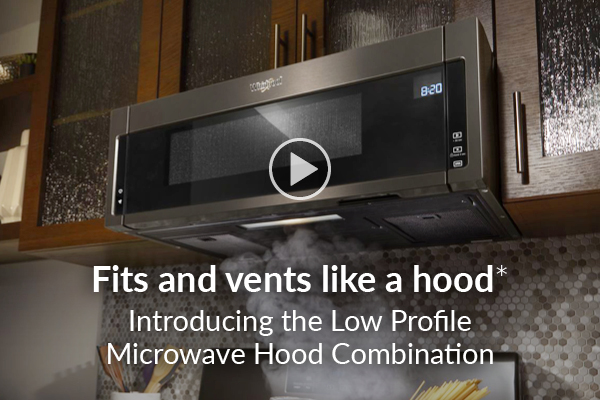 Fits and vents like a hood*   Introducing the Low Profile Microwave Hood Combination